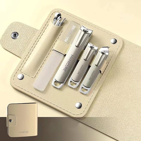 Manicure Set Nail Clippers，10-Piece Professional Nail Care Kit with Leather Case, Stainless Steel Manicure and Pedicure Tools (Yellow)