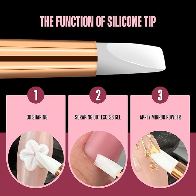 NOVO OVO 2 PCS Double End Multiple Use Nail Pen Brush Kit for Poly Gel Nail Dual Forms, Anti-stick PolyGel & Builder Manicure Pedicure Extension, For Hand and Toe Nails Tool Salon DIY Home