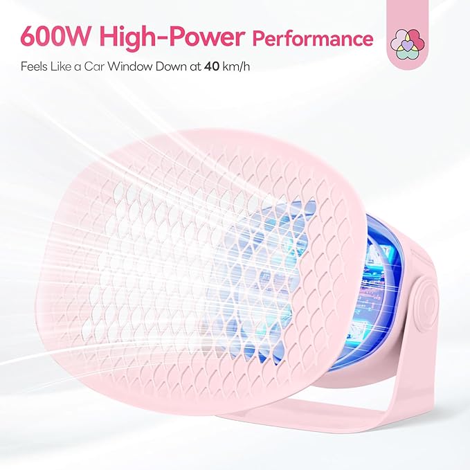 SAVILAND Essentials 600W Nail Dryer: Pink 6X Fast Drying Nail Polish Dryer for Regular Polish Nail Dryer with Adjustable Angle Fingernail Dual Heating & Cooling Modes Dry Nail Dehydrator for Gel