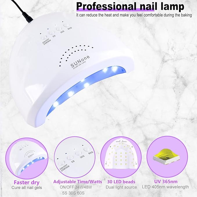 69PCS Nail Polish Kit with UV Light, 28 Colors Soak Off Gel, Manicure Dryer Lamp & Shaping Tools for Salon and Home Use