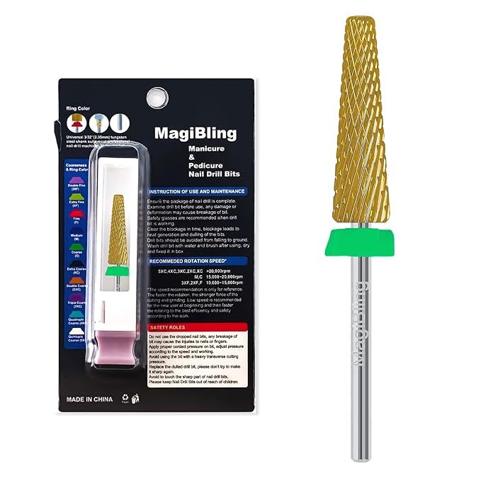 24mm Super Long 5 in 1 Nail Drill Bits, Professional 3/32'' Tungsten Carbide Bits, Fast Gel Removal for Long Acrylic Nails, Left Right Hand Use, Manicure Cuticle Hard Gel Polishing, Coarse