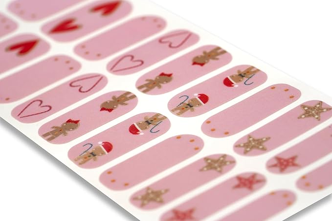 | 20 Exquisite Gel Nail Polish Strips w/Application Accessories - No UV/LED Lamp Required (Holiday | Ginger Bread & Gold)