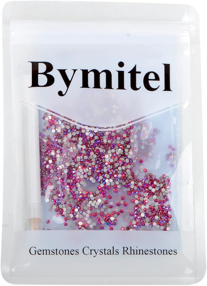 2880PCS Art Nail Rhinestones Non Hotfix Glue Fix Round Crystals Glass Flatback for DIY Jewelry Making with one Picking Pen (ss6 2880pcs, Siam AB)