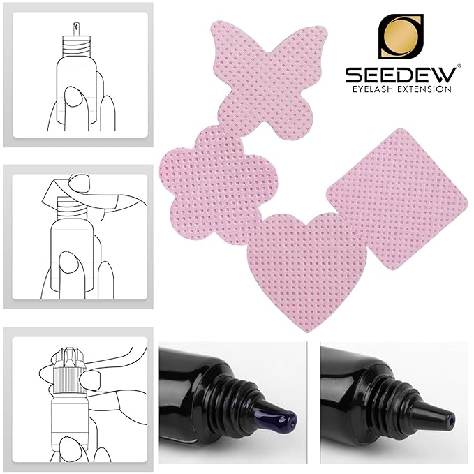 200 Pieces Pink Lash Glue Wipes, Nail Wipes, Heart Shape Lint Free Magic Wiper Cloth, Lash Extension Supplies (1 Box) (Simple Packaging)-(Pink Heart Shape)