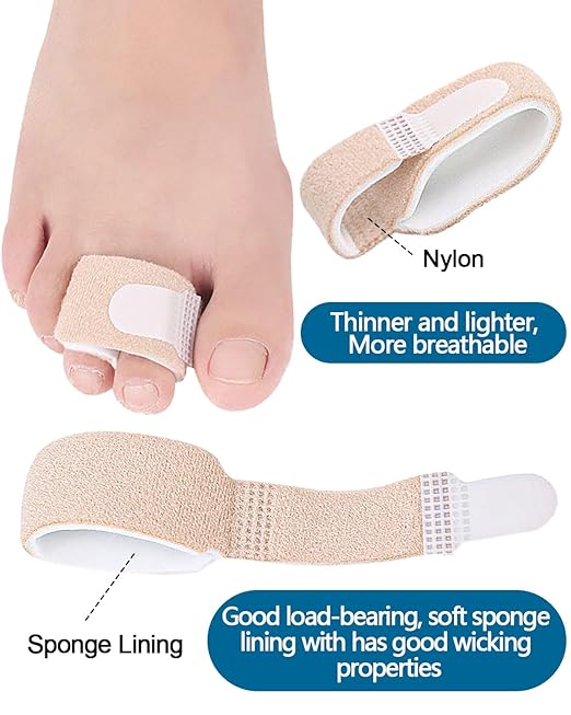 10Pc Fabric Toe Wraps for Women Broken Toes Hammer Toe Corroector Straightener, Toe Splint Buddy Tape Toe Bandages Protectors for Broken Toe, Crooked Toes, Curled Toes