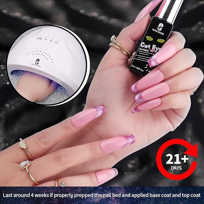 Clara Colors Cat Eye Gel Nail Polish Set, 20 Colors Holographic Galaxy Series Magnetic Nail Polish with Magnets Base Top Coat Gel Cat Eye Nail Polish for Professional Nail Salon or DIY at Home