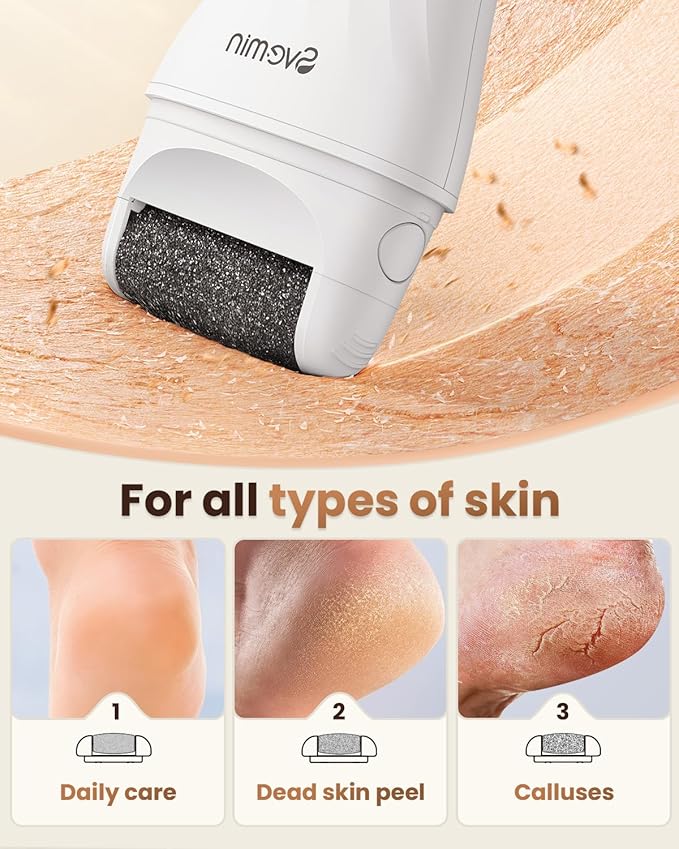 Electric Callus Remover for Feet - 2-Speed Rechargeable Pedicure Kit with 3 Rollers, IPX4 Waterproof Foot Scrubber & Digital Display | Professional Dead Skin & Callus Remover for Women/Men