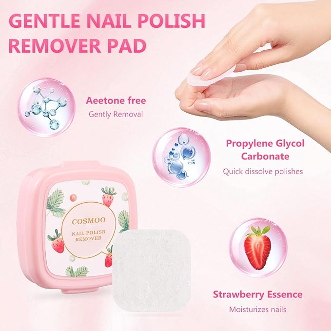 80PCS Nail Polish Remover Pads in Box, Easy to Carry Removal Lint Free Nail Polish Wipes for Natural Air-dried Water/Oil Based Nail Polish Wipe Pads (80pcs)