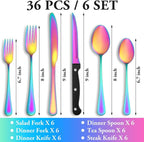 36 Pcs Rainbow Silverware Set - Image 2