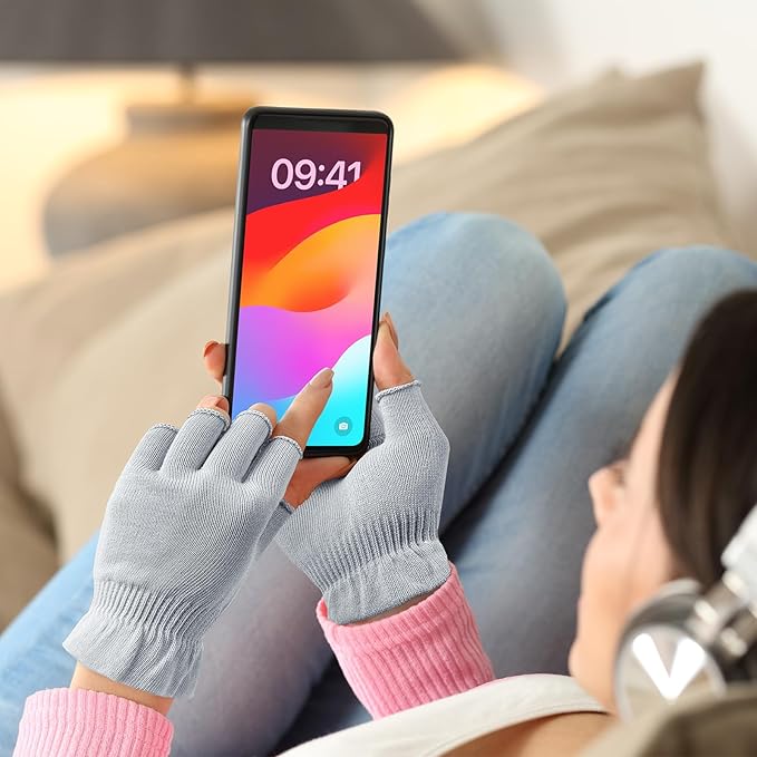 MIG4U 3 Pairs Fingerless Moisturizing Gloves, Half Finger Touchscreen Beauty Glove for Eczema, SPA, Dry Hands, Skin Treatment, Summer Sun UV Protection (S/M, Gray-3pairs)