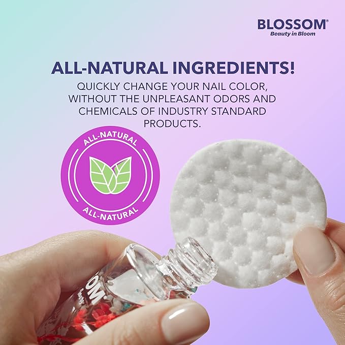Blossom Non Toxic Nail Polish Remover Non Acetone, All Natural Scented, Vegan, Acetone Free Nail Polish Remover, Organic Plant-Based, Infused with Real Flowers, Made in USA, 2oz, Lavender
