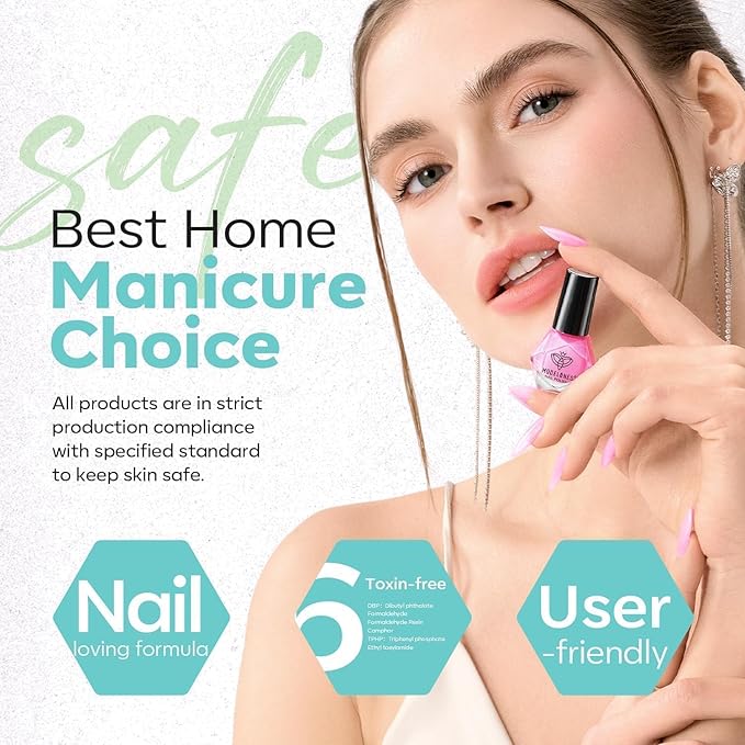 modelones Nail Polish Set, 6 Colors Jelly Nail Polish Kit Sheer Nude Pastel Pink Yellow Lavender Purple Baby Blue Mint Green Glitter Fingernail Polish 2025 Gifts for Women Salon DIY