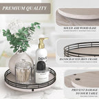 AMH 9-Inch Rustic Whitewashed Wooden Lazy Susan Organizer | Smooth rotating oak - Image 6