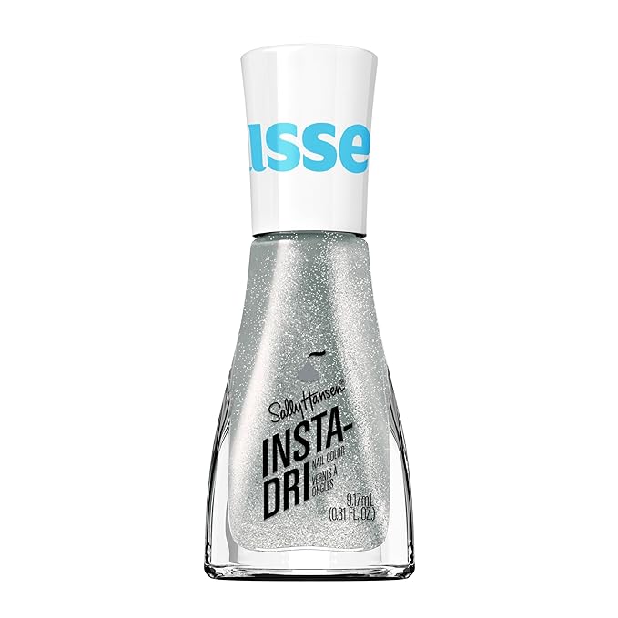Sally Hansen Insta-Dri Hershey Kisses Nail Polish | Quick Dry, Long Lasting, Streak-Free Shine | Opaque, Glitter | 726 Giving KISSES | Light Gray Nail Color