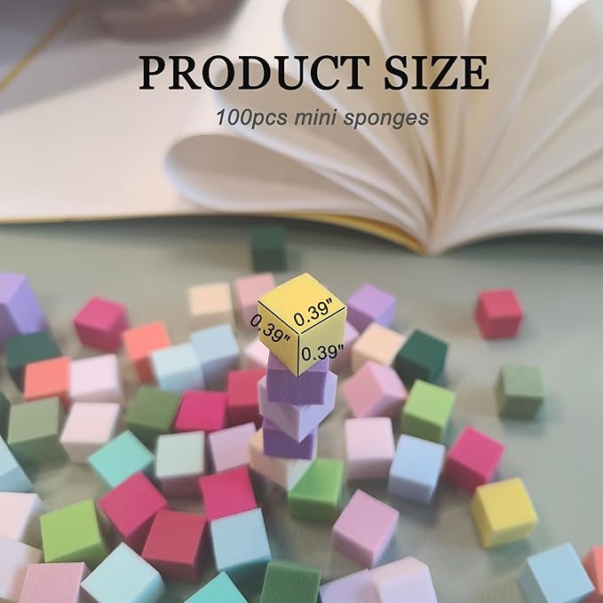 100PCS Nail Art Sponges with Pick Up Pen – Ombre Nail Sponge Tool for Gel Polish, Korean Nail Supplies for Ombre Nails, Aura Nail Tool, Mini Sponges for DIY Manicure Gradient Designs (White)