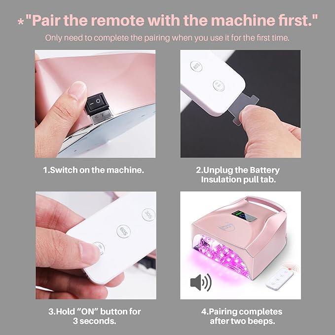 96W Rechargeable Cordless UV LED Nail Lamp,52 Beads Quick Dry with Remote Control,4 Timers,Auto Sensor,Key Sound,Cooling Fan,Professional Gel Nail Light Dryer for Manicures Pedicures