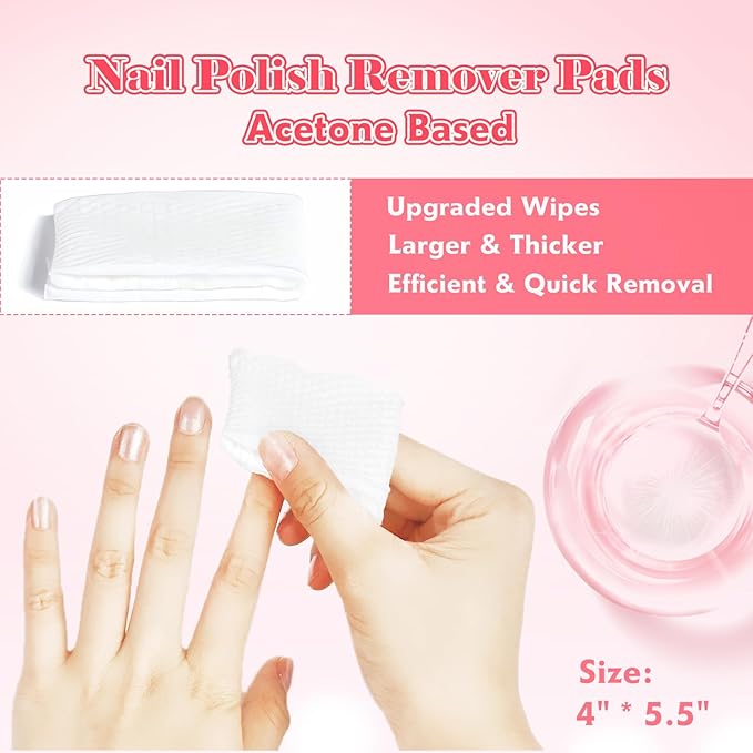 Nail Polish Remover Pads 30PCS Acetone Pads Individually Packaged Nail Polish Remover Wipes Quick Removal Travel-Friendly Wet Wipes