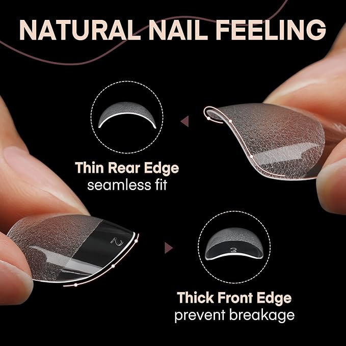 Short Oval Round Nail Tips - 240 Pcs Half Matte Clear Gel Acrylic Nail Tips Full Cover Soft Gel Short Oval Press On Nails Pre-Shaped For Nail Extension Art DIY Salon 12 Sizes