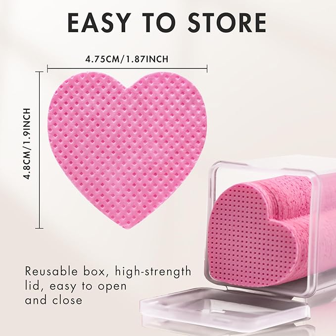 600 PCS Eyelash Extension Glue Wipes - Lint Free, Non-Woven Fabric for Lash Extension Supplies and Nail Polish Remover (Pink)