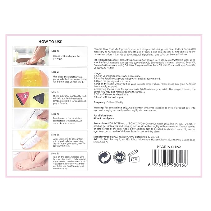 10-Minute Paraffin Hand & Foot Treatments, Self Contained Paraffin Wax Gloves and Booties Set for Intensive Hydration at Home (Lavender)