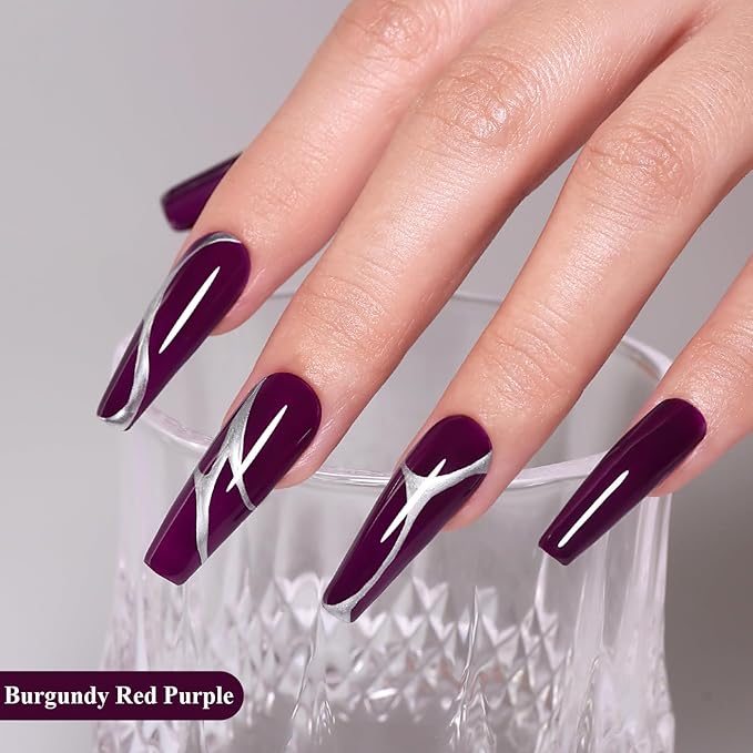 Imtiti Burgundy Gel Nail Polish, Burgundy Red Purple Gel Polish Autumn Winter Soak Off UV LED High Gloss Art Manicure Salon DIY Design 10ML