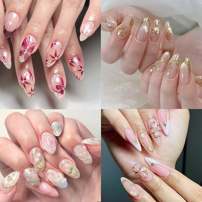 6 Sheets Flower Nail Art Stickers 3D Self Adhesive Spring Summer Nails Decals Butterfly Tulip Cherry Blossom Design Flower Nail Stickers Floral Sticker for Women Daily Manicure Supplies