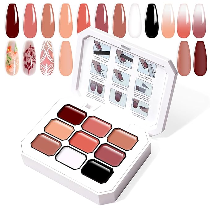Gradient Painting Gel, 9 Colors Ombre Gel Nail Polish Nude Pink for Pigment Pat Aura Nails, French Manicure Long Lasting Home Salon DIY Nail Art Terracotta Blush（01）