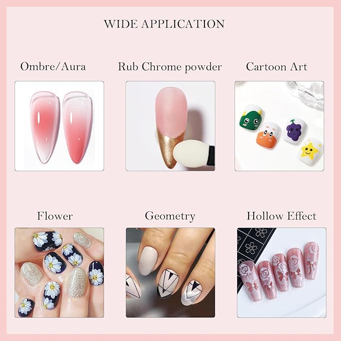 9 Colors Pat Painting Gel – 6ml Each Ombre Gel Nail Polish Set With Sponge, Stamping Gel, High Pigment Nail Art Paint for Gradient, Aura Nail, 3D Carving, DIY Salon manicure