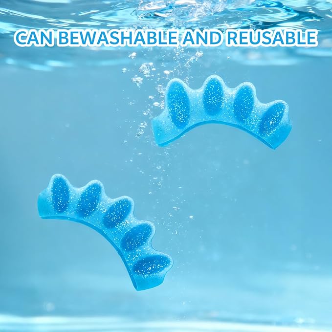 Durable Unisex Toe Separators with Sparkle Design for Yoga & Daily Use - Flexible Silicone toe Spacers for Bunions, One-Size-Fits-All for Men & Women (2PCS) (Blue)