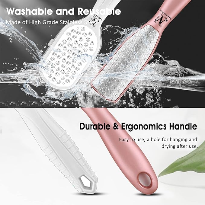 Foot File,Foot Scrubber Dead Skin Double Sided Foot Scraper Rasp Callus Remover, Pedicure Foot Scrubber Grater,Foot Heel Craper for Cracked Heels, Foot Grater Shaver Scraper for Callus Removal 2pcs