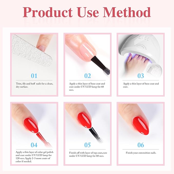 Double Rhythm Gel Nail Polish Set of 6 Colors Baby Light Pastel Milky Nail Polish Starter Kit Art DIY Salon Home (Pink Nude Orange White,Kit 21)