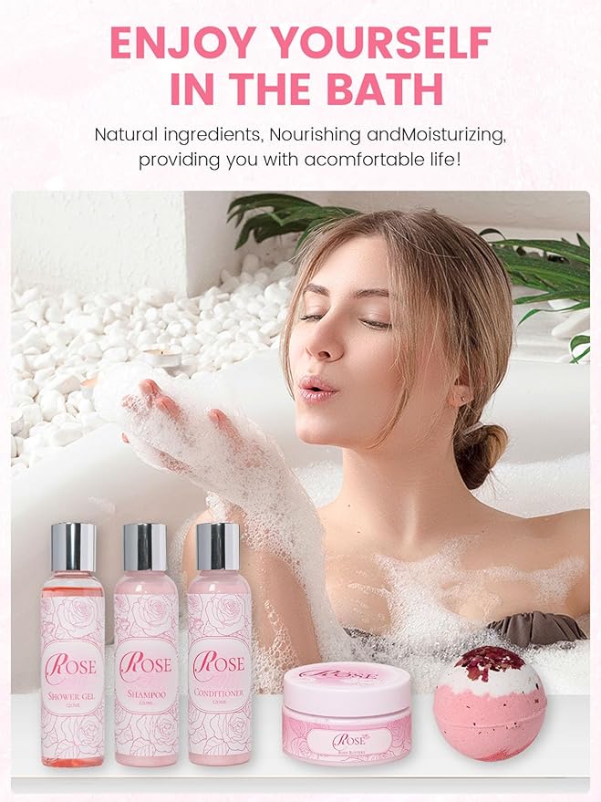 Spa Gifts for Women -15Pcs Self Care Set with Rose Bath & Body Essentials, Christmas/ Mothers Day/ Birthday/ Thinking of You Gifts Baskets Relaxing Spa Kit Self Care Package Thank You Box for New Mom