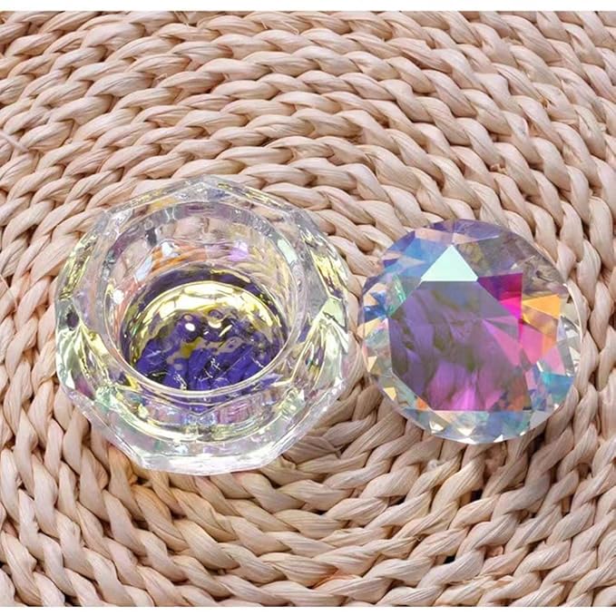 Nail Dappen Dish with Lid, ForSewian Crystal Glass Nail Monomer Dampen Dish Holder for Nail Acrylic Liquid & Powder