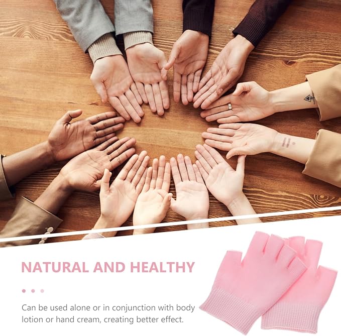 Healifty Moisturizing Fingerless Gloves for Dry Hands, Gel Infused with Jojoba Seed Oil, Olive Oil and Vitamin E, Overnight Hand Spa Moisturizer