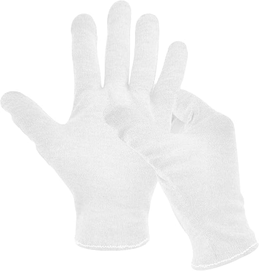 2 Pairs(4Pcs) Cotton Gloves for Eczema and Dry Hands, Moisturizing Gloves, Work Gloves for Men, Women, SPA, Jewelry Inspection (White, 2 Pairs)