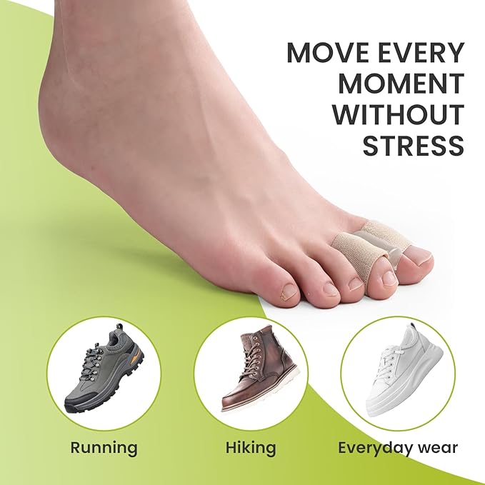 Bukihome Toe Separators for Overlapping Toes, Gel Bunion Corrector and Fabric Toe Spacers Straightener for Women & Men, Bunion Relief with 8 Pack