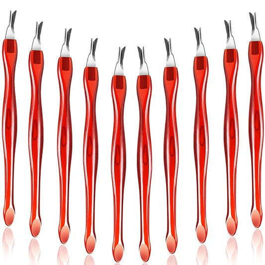Mudder 30 Pieces Nail Cuticle Knife Cuticle Trimmer Remover Pusher Stainless Steel Dead Skin Callus Removal Fork with Plastic Handle 4 Inch Nail Cleaner Tool for Fingernail and Toenail