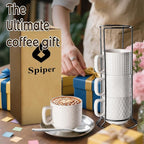 Large Coffee Mug Set of 4 with Stand and Spoons – 14oz Heavy Duty Ceramic Cups - Image 8