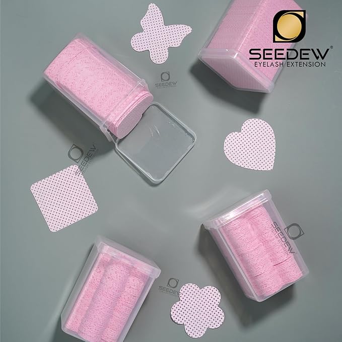 200 Pieces Pink Lash Glue Wipes, Nail Wipes, Square Shape Lint Free Magic Wiper Cloth, Lash Extension Supplies (1 Box) (Simple Packaging)-(Pink Square Shape)