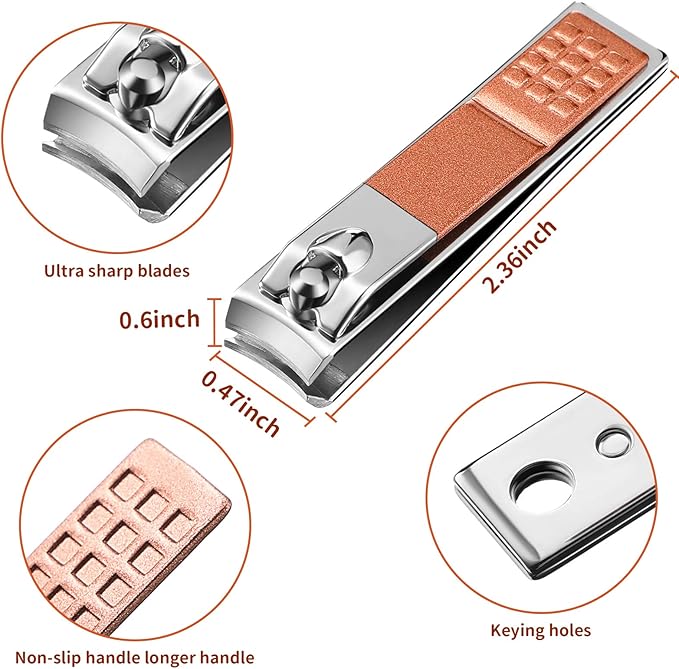 Yaomiao 12 Pieces Nail Clipper Set Stainless Steel Nail Cutter Fingernails and Toenail Clipper Cutter for Women Men (Rose Gold)
