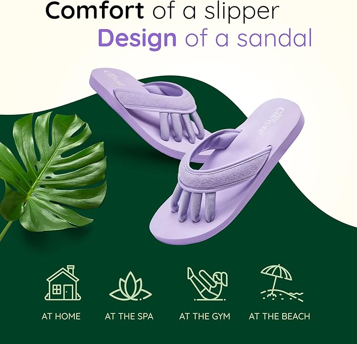 Pedi Couture Pedicure Sandals with Built In Toe Separators for Women - Comfortable Spa Style Flip Flops for Home, Salon, Yoga & Gym Use