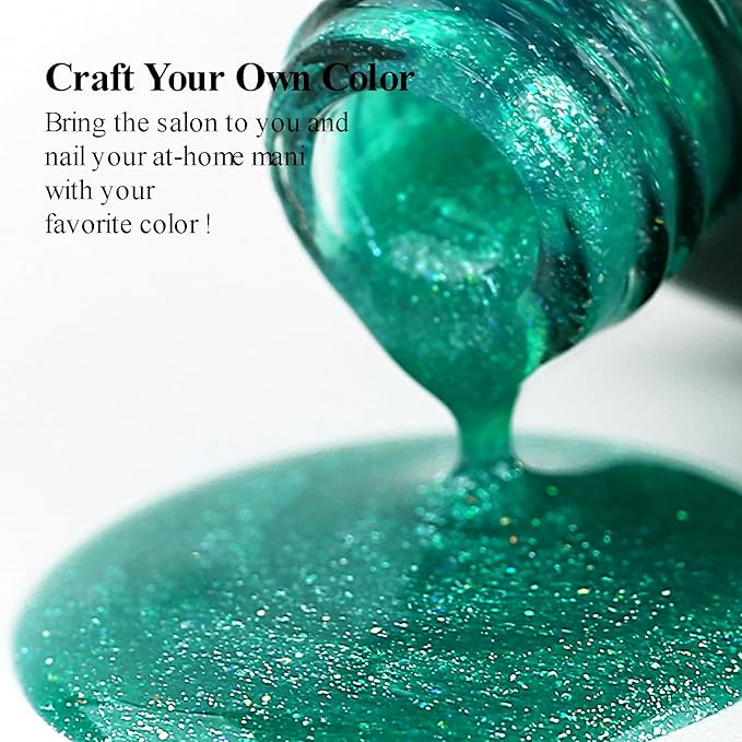 Imtiti Glitter Gel Nail Polish, 1 Pcs 0.5 fl oz Shimmer Green gel nail polish Color Soak Off Gel Polish Nail Art Manicure Salon DIY Nail Lamp Gel Nail Design Christmas Decoration