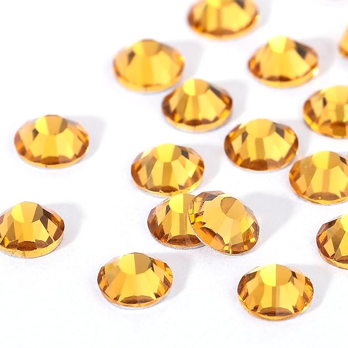 Novani Rhinestones 3000Pcs Flatback Crystal Round Loose Gemstones Glass Rhinestones for Crafts Makeup Nail Art Clothes Shoes DIY Decorations(SS10, 2.7-2.9mm,Gold Yellow)