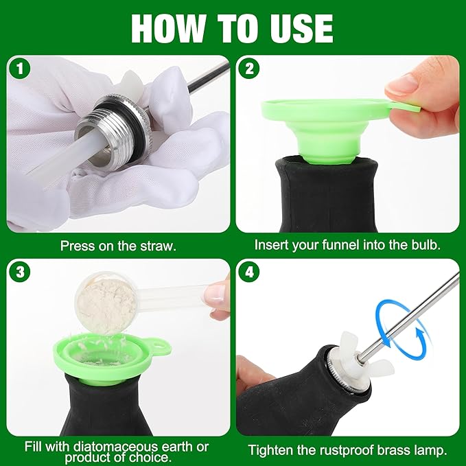 Diatomaceous Earth Powder Duster, 2 Pack, Garden Applicator with Long Metal Tube, Bulb Duster Tool for Home Use (2PCS)