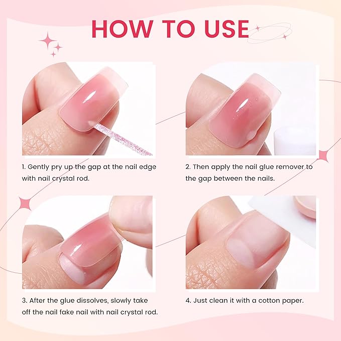 AIJIMEI 2Fl.Oz Spray Nail Glue Remover Set 60ml- GlueRemover for Press on Nails Quickly Remove NailGlue Gel with Nail Crystal Rod, Gel NailPolish Remover for Use in Salon