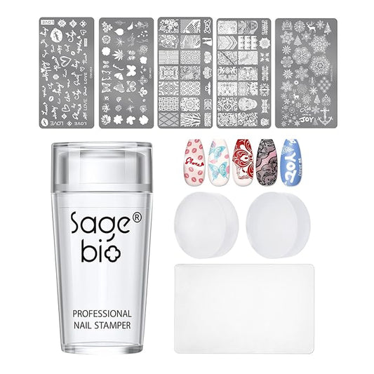 Nail Art Stamper Clear Silicone Nails Stamping Jelly with Scraper Transparent Visible Body DIY Manicure Nail Art Tool C