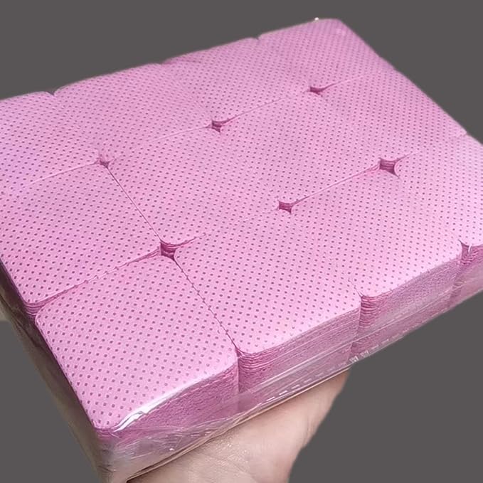 Lint Free Nail Wipes, 1200Pcs Pink Eyelash Extension Glue Cleaning Wipes, Absorbent Soft Non-Woven Fabric Gel Nail Polish Remover Pads, No Lint Nail Cotton Pads for Eyelash Extensions Nails Lash Glue