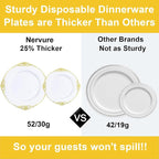Nervure 600Pcs Gold Plastic Plates, Plastic Dinnerware Set - Image 3