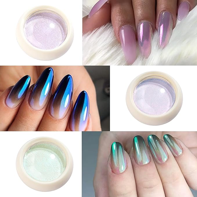 7Jars Chrome Nail Powder Aurora Effect Neon Pigment Pearl Glitter Iridescent Dip Powder Manicure Kit Nail Art Decoration Sets,Resin Craft