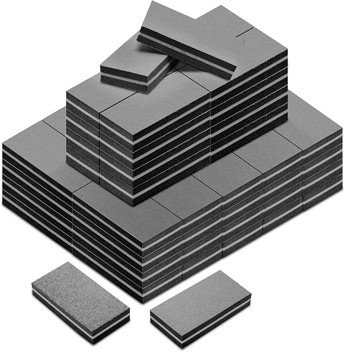 Diesisa Buffer Block Nail File, 100/180 Grit Sponge Nail Buffers for Acrylic Nails, Nails Buffer, Mini Buffing Block Double Sided for Manicure Tools 60 Count - Black